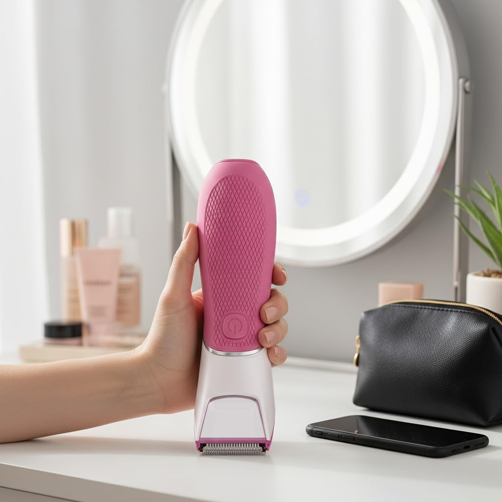 Waterproof Bikini Trimmer for Women - Rechargeable Body Groomer with LED Light & Ceramic Blades | Ideal for Shower & Travel