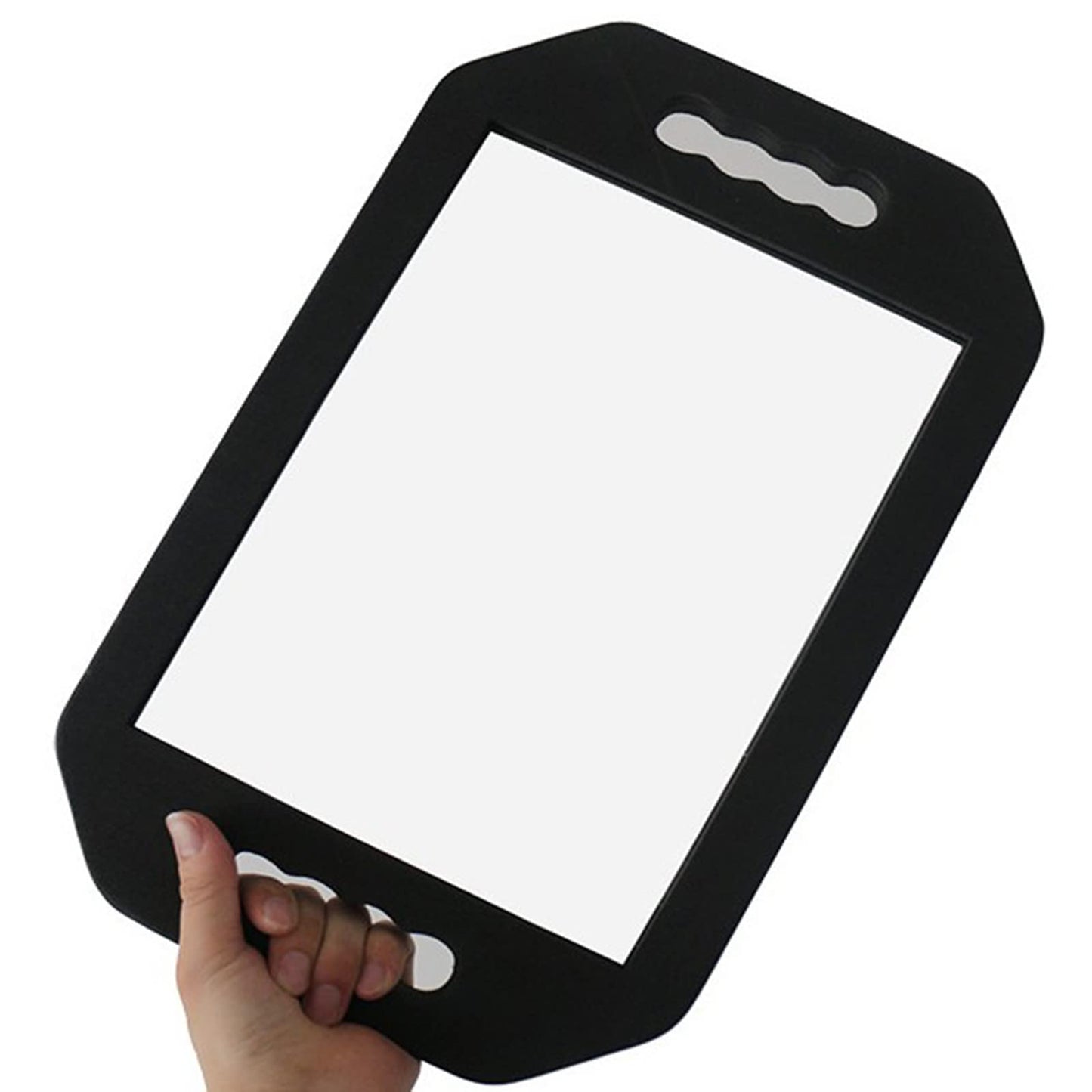 Feisate 4 Pack Barber Mirror Handheld Foam, Hair Salon Large Hand Mirror with Double Handle, Square Foam Mirrors Barber Accessories, Barbershop Handheld Mirror, Barber Supplies Black