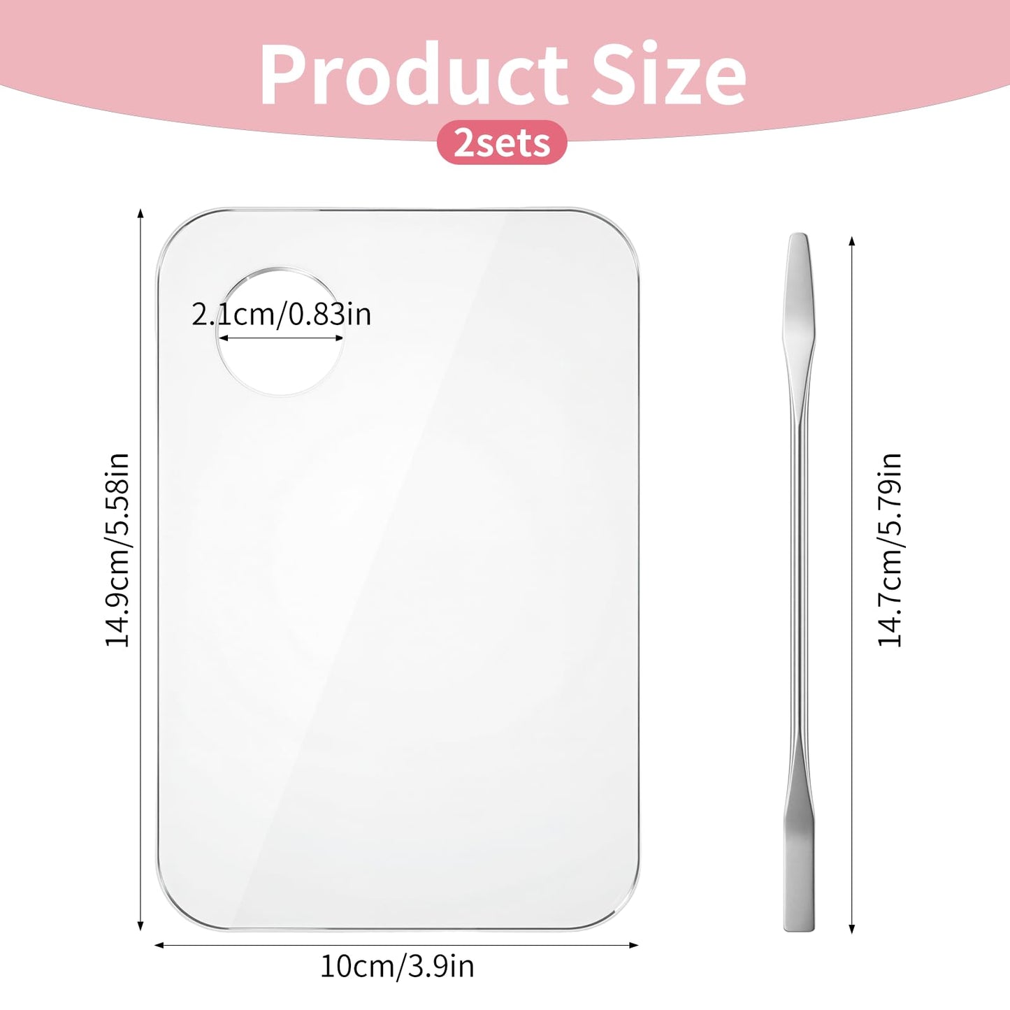 4Pcs Acrylic Makeup Palette, Foundation Mixing Palette with Spatula Tool, Professional Makeup Mixing Tray for Women Girls Blending Eye Shadow Lipsticks Nail Art Beauty Salon