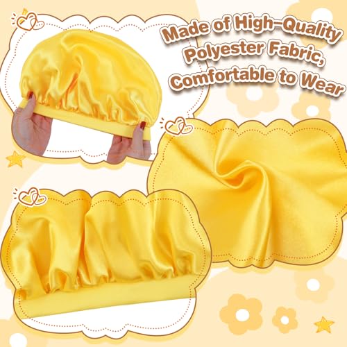 PIEMEET 3-Pack Kids Satin Sleep Bonnet, 11-Inch Adjustable Hair Care Cap