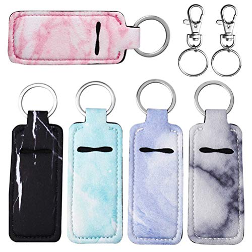 Lip Balm Holder Keychain - 7 Piece Neoprene Lipstick Set