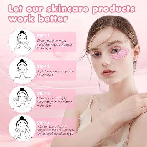 Viigunence Reusable Silicone Under Eye Patches with Metal Applicator – Minimize Fine Lines & Wrinkles