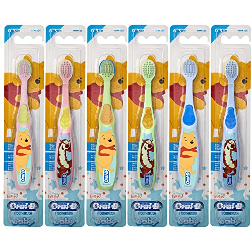 Oral-B Baby Manual Toothbrush for 0-3 Years, Extra Soft Bristles (6-Pack)
