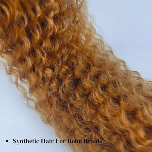 Gozill 24-inch Honey Blonde Boho Braiding Hair, Deep Wave Synthetic Crochet
