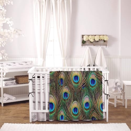Soft Peacock Feather Throw Blanket | All-Season Fleece 50"x40"