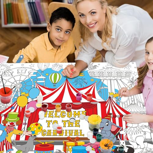 Circus Carnival Giant Coloring Poster - Jumbo Tablecloth for Kids