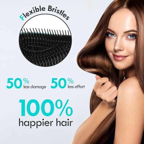 Aussumy Detangling Hair Brush Set - 2 Pack for Kids & Adults, Purple & Blue