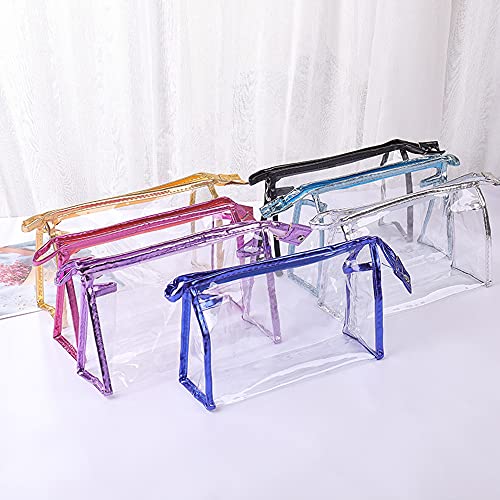 SITAKE 12-Piece Clear Waterproof Cosmetic Bags with Handles - Black
