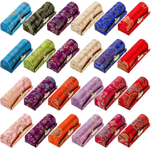 TOPZEA Lipstick Holder Case with Mirror - Portable Floral Makeup Storage Box, 24 Pack