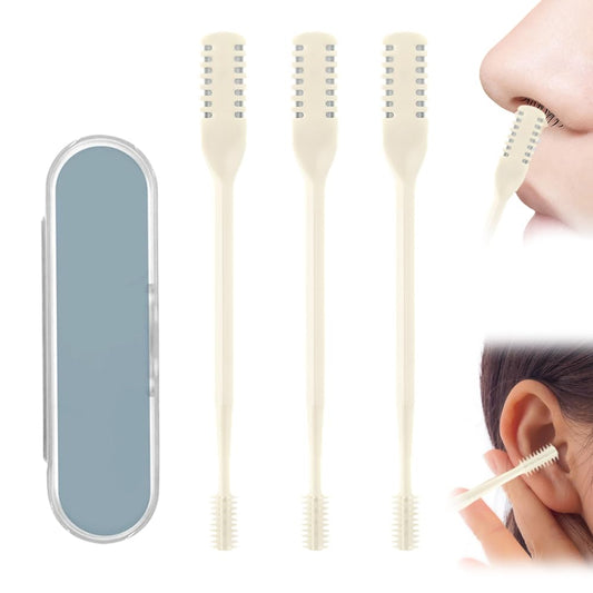 NOGCAW Nasal Hair Cutter, Nasal Hairs Remover Tool, 360° Rotating Portable Manual Nose Hair Remover, Double Sided Noses Hairs Knife Travel Essentials (Beige, 3)