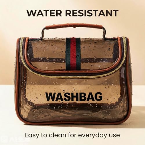 Retro Clear Makeup Bag - Waterproof Travel Toiletry Organizer for Women