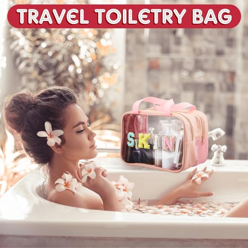 Travel Makeup Bag with Clear PVC Front & Double Layer Spacious Organizer