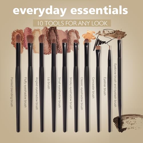Banidy 10-Piece Eye Makeup Brush Set - Professional Quality with Soft Synthetic Hairs