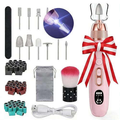 Pink Electric Nail Drill Kit with 10 Speeds & LED Light for Manicure Pedicure
