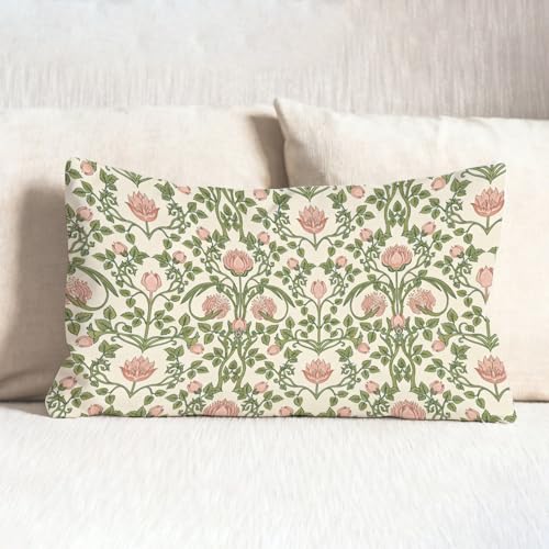 Boho Floral Pillow Cover 12x20 - Soft Flannelette Decor
