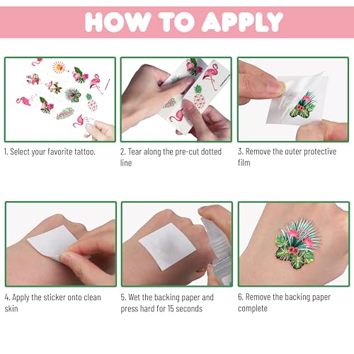 60 PCS Funny Flamingo Temporary Tattoos for Kids | Summer Party Favors