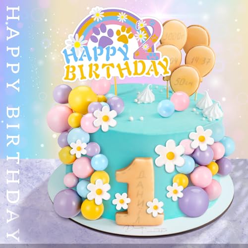 Dog-Themed 63 Pcs Cake Toppers for 2nd Birthday Celebration