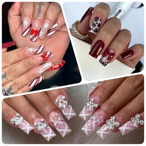 800 Pcs Bow Nail Charms Set - 4 Styles, 24 Colors with Tweezers