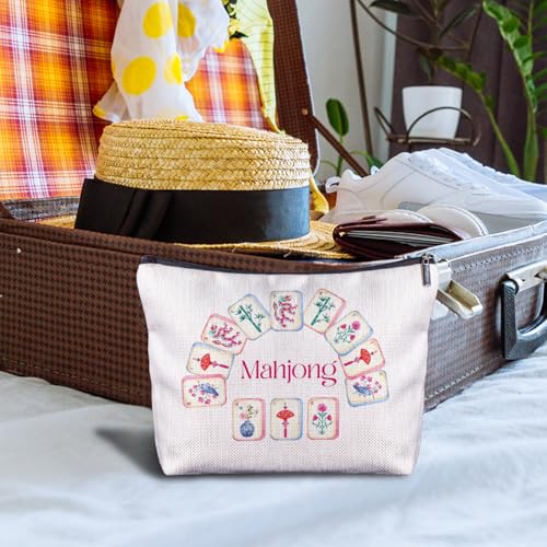 Zomhix Chinoiserie Chinese Mahjong Makeup Bag - Mahjong Gifts for Women, Travel Cosmetic Organizer