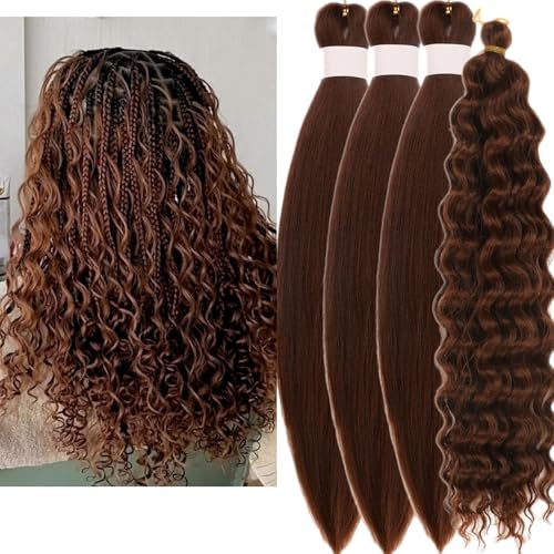 Leticia Brown Braiding Hair Pre-Stretched Short Deep Wave 16 Inch Pack of 4
