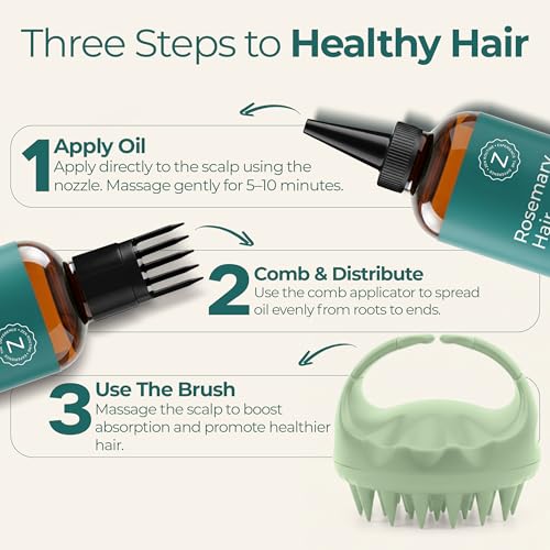Zen Routine Rosemary Oil for Hair Growth Set with Scalp Massager