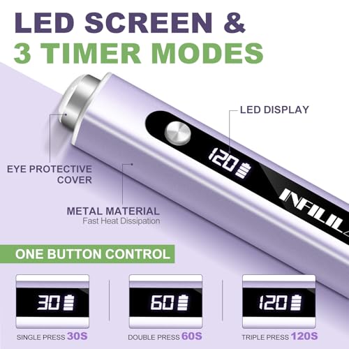 NXJ INFILILA 3-in-1 Handheld UV Nail Lamp with Cat Eye Magnet & Stamp