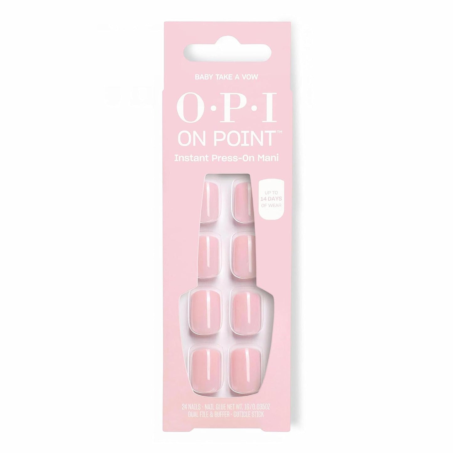OPI On Point Press On Nails - Short Round & Squoval Nail Art | 24 Count with Glue | Long-Lasting & Reusable