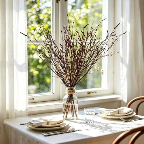 30 Natural Birch Branches - 17" Dried Twigs for Vases & Decor