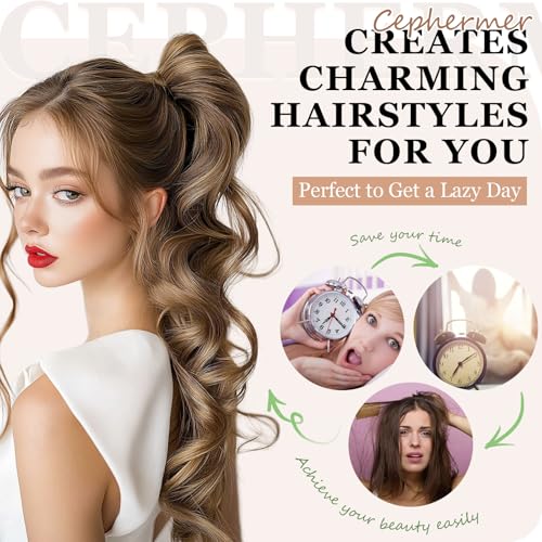18-inch Curly Wavy Synthetic Ponytail Extension with Claw Clip - Natural Look, Ash Blonde