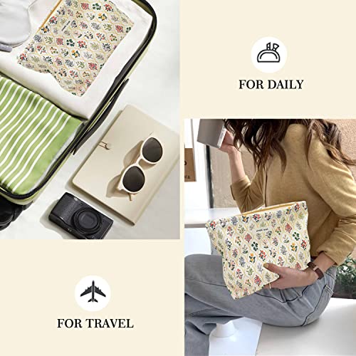 STARDW Floral Makeup Bag - Cute Travel Cosmetic Pouch for Women