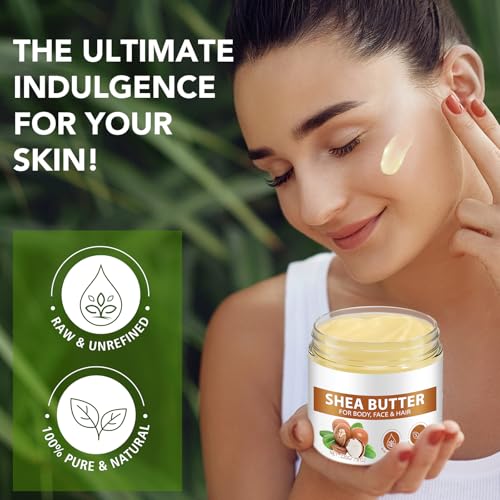 Organic Raw Shea Butter for Skin & Hair, 7.8 OZ - Deep Nourishing Moisturizer