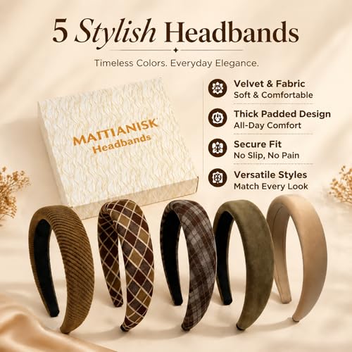 5-Piece Wide Knit Headband Set for Women - Soft & Non-Slip Hair Accessories