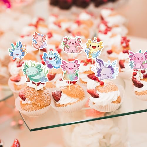 Axolotl Cupcake Toppers - 36PCS Cute Animal Party Decorations