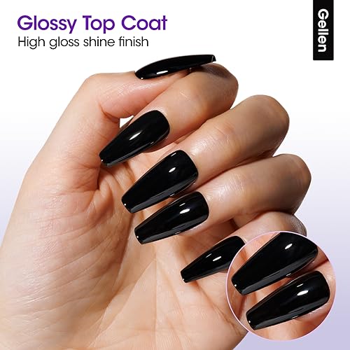 Gellen Gel Nail Polish Base and Top Coat Set - 4 Piece Matte, Glossy, Glitter