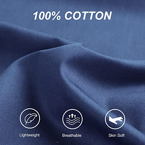 Navy Blue Cotton Body Pillow Cover - 300 Thread Count, 20x48