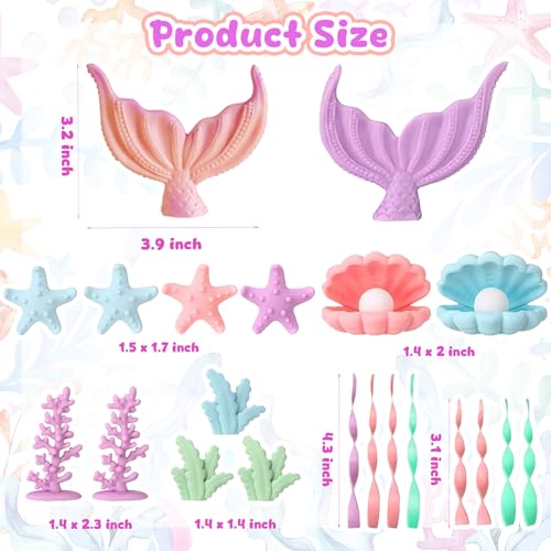 Mermaid Cake Toppers Set - 21 Piece Ocean Party Decorations