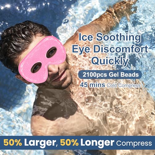 BeeVines XL Cooling Gel Eye Mask 2 Pack - Blue & Pink for Puffy Eyes
