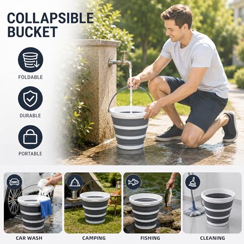 10L Collapsible Bucket - Portable Folding Water Container for Camping & Travel