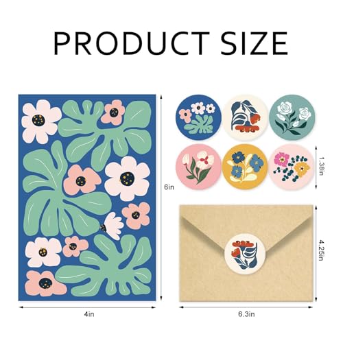 24 Pack Floral Greeting Cards with Envelopes - 8 Elegant Designs