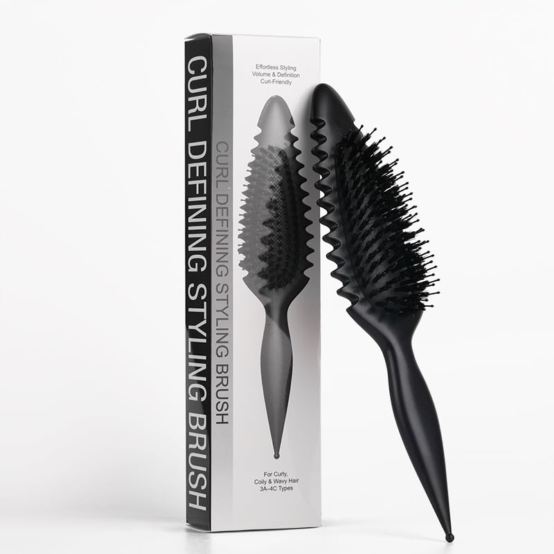 Curl Defining Brush for Curly Hair - Detangling & Styling Tool | Black