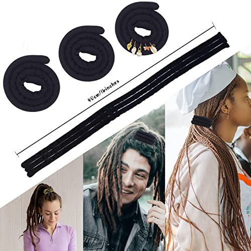 3-Piece Spiral Dreadlock Hair Tie Set - 16-Inch Bendable Ponytail Holder