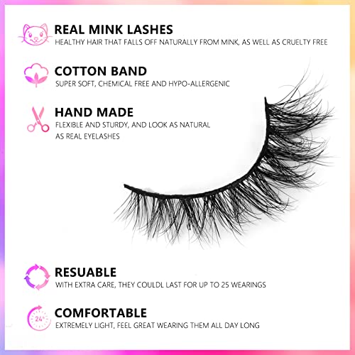 Barbiely 3D Mink Lashes - 3 Pairs Natural Cat-Eye Volume Strip Eyelashes