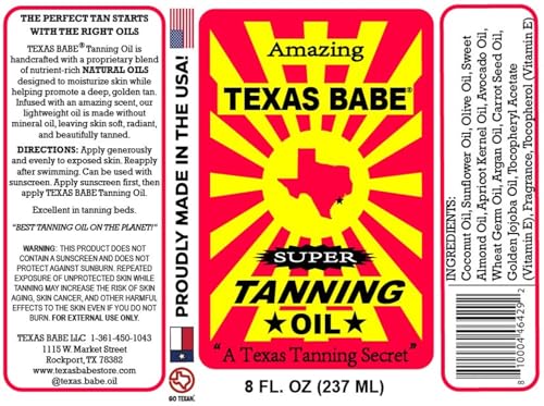 Texas Babe Natural Outdoor Tanning Oil - 8 oz, No Mineral Oil