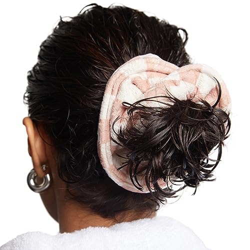 Kitsch Microfiber Quick-Dry Hair Towel Scrunchie - Terracotta Checkered, 2 Pack
