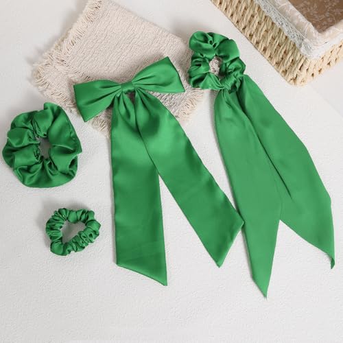 Silky Satin Hair Accessories Set - No Damage Scrunchies & Bows for Women