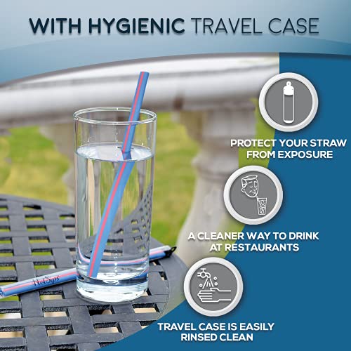 HotSips Reusable Drinking Straws with Carry Case – Ergonomic & BPA-Free – Made in USA