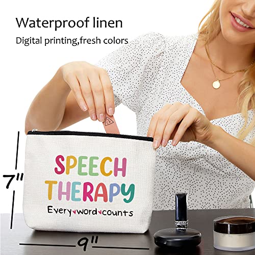 Blue Leaves Multicolor Speech Therapy Makeup Bag - Waterproof, Double-Sided, 9x7 Inch