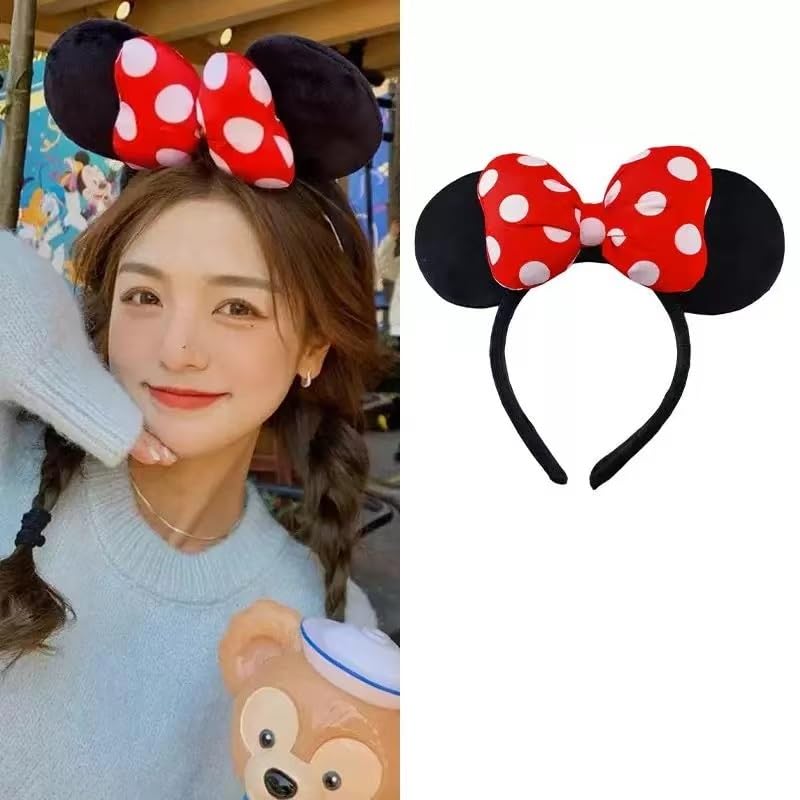 LED Light Up Mouse Ears Headband with Bow - Red 3