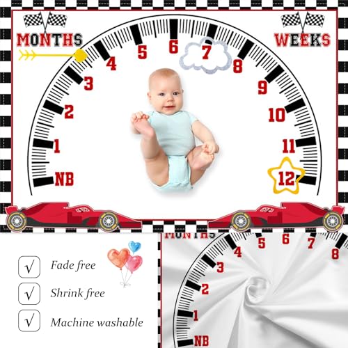 Baby Milestone Blanket for Monthly Growth Photos | 60" x 40" Soft Plush