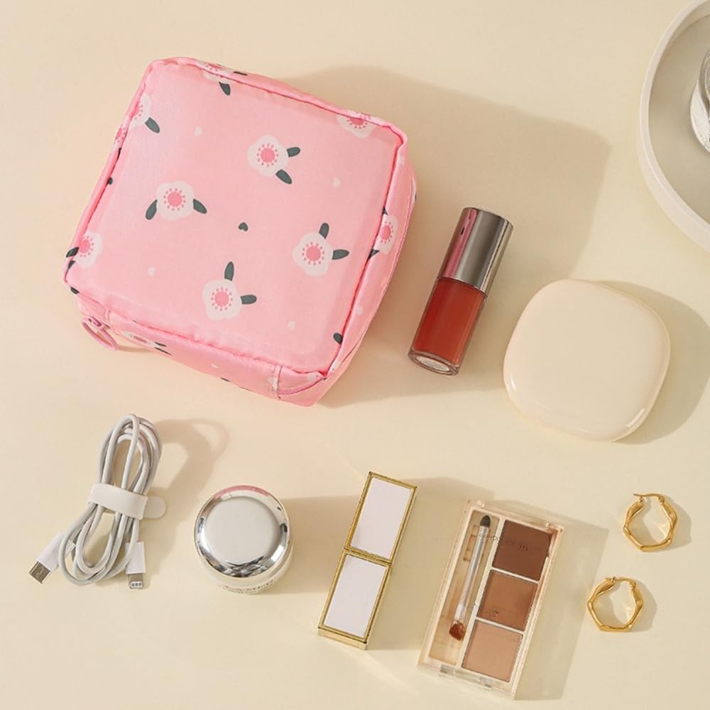 Cute Small Travel Storage Bag, Portable Cosmetic Pouch with Zipper, Waterproof Mini Organizer for Women
